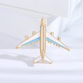 Gold Tone Enamel Airplane Brooch Red or Blue Wing Stripe view 4