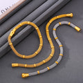 Bamboo Mesh Magnetic Clasp Bracelet Gold Steel Two-Tone view 2