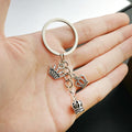 Antique Silver Openwork Crown Charm Keychain with Round Ring view 2