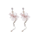 Pink Organza Flower Pearl Necklace Bracelet Drop Earrings view 5