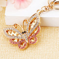 Pink Jeweled Butterfly Keychains with Braided Plain and Wrist Loop Options view 4