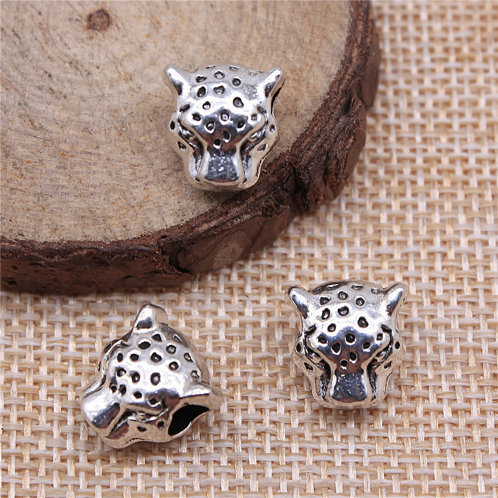 12x11x9mm 3.3g Antique Silver Zinc Alloy Leopard Head Large Hole Beads for Bracelet Jewelry Making
