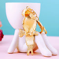 Multicolor Crystal Parrot Keychain with Gold Tone Ring and Clasp view 2