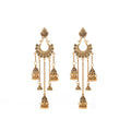 Gold and Silver Ornate Crescent Bell Long Earrings view 5