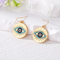 Gold and Silver Tone Crystal Evil Eye Round Hook Earrings view 2