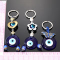 Silver Tone Beaded Blue Evil Eye Split Ring Keychains in Three Designs view 5
