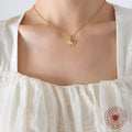 Gold Ginkgo Leaf Pendant Necklace With Zircon Accent view 3