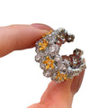 Two Tone Crystal Floral Cluster Adjustable Open Ring view 5