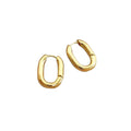 Gold-Tone Thick Polished Oval Huggie Hoop Earrings view 5