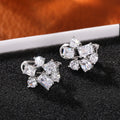 Baguette And Round Clear Stone Floral Cluster Stud Earrings view 3