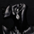 Silver Tone Double Teardrop Crystal Crystal Metal Dangle Earrings view 3