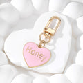 Gold Tone Honey Heart and Round Clip Keychains in Eight Colors view 2