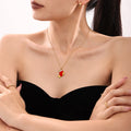 Red Enamel Christmas Stocking Pendant Necklace Gold Chain view 1