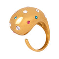 Open Dome Teardrop Rings Clear Or Multicolor Crystal Studs view 5