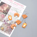 Croissant Waffle and Egg Toast Novelty Hook Earrings view 2
