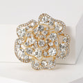 Openwork Crystal Rose Brooch in Black Multicolor Clear or Red view 2