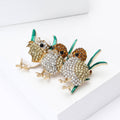 Three Chicks Hatching Brooch Rhinestones Amber Top view 3