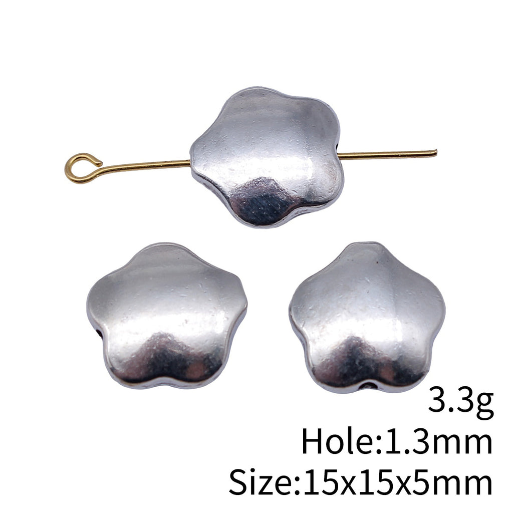 15x15x5mm 3.3g Antique Silver Zinc Alloy Flower Loose Metal Beads for DIY Bracelet Jewelry Making