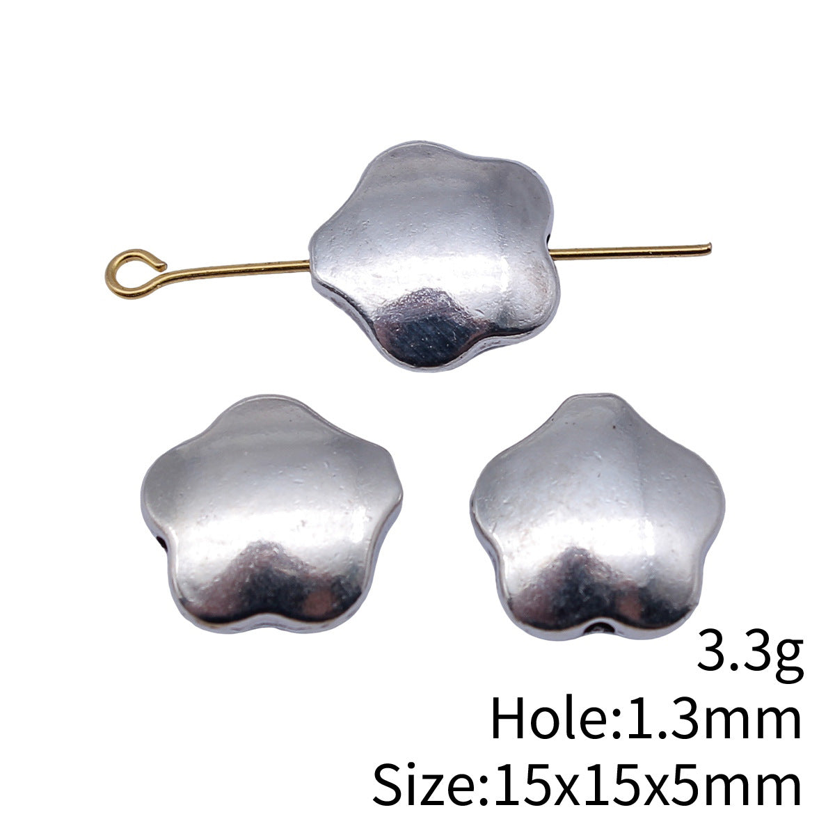 15x15x5mm 3.3g Antique Silver Zinc Alloy Flower Loose Metal Beads for DIY Bracelet Jewelry Making