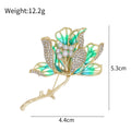 Red Gold Tone Flower Crystal Enamel Two Designs Metal Brooch Pin 4.4 x 5.3 cm 4.4 x 5.3 cm view 2