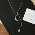 Textured Crescent Moon Pendant Lariat Necklaces in Gold or Silver view 4