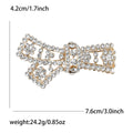 Long Openwork Crystal Bow Brooch in Gold or Silver Tone view 7