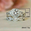 Three Piece Round Stone Infinity Ring Set Metal Jewelry Design view 5