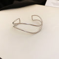 Five Mixed Wave Geometric And Twisted Wire Open Cuff Bracelets view 7