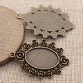 Rose Border Oval Cabochon Pendant Setting Jewelry Making Component view 2