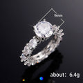Round Clear Solitaire Full-Pave Band Ring In Polished Silver Tone view 5