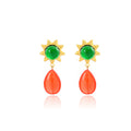 Gold Sun Flower Drop Earrings Red Teardrop Blue Green view 5