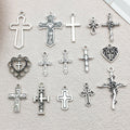Antique Silver Heart and Cross Metal Charms with 28 Listed Options view 2