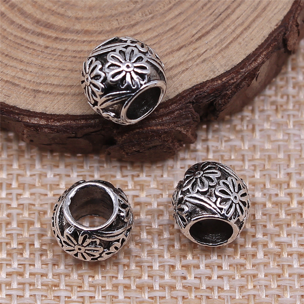 10x8mm 2g Antique Silver Zinc Alloy Large Hole Loose Metal Beads for Bracelet Jewelry Making