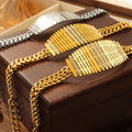 Fan Bar Lattice Crystal Necklace Bracelet Gold Steel view 2