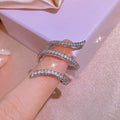 White Metal Multi Coil Spiral Pave Open Adjustable Ring view 2