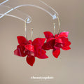 Red Resin Flower Cluster Hook Earrings Statement Pair view 2