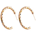 Gold Tone Crystal Lined C Hoop Stud Earrings Jewelry Pair view 5