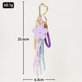 Flower Lace Tassel Keychain Heart Carabiner Bag Charm view 2