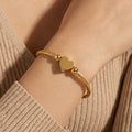 Geometric Heart Soft Cable Open Bangles Gold Steel view 1