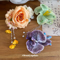 Fabric Flower Duckbill Hair Clips Peach Mint Purple Orchid view 2