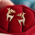 Crystal Reindeer Stud Earrings in Gold or Silver Tone view 5
