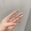 Silver Twisted Open Heart Huggie Hoop Earrings Outline view 3