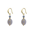 Gold Lavender Glass Sunburst Oval Drop Earrings Pair view 5