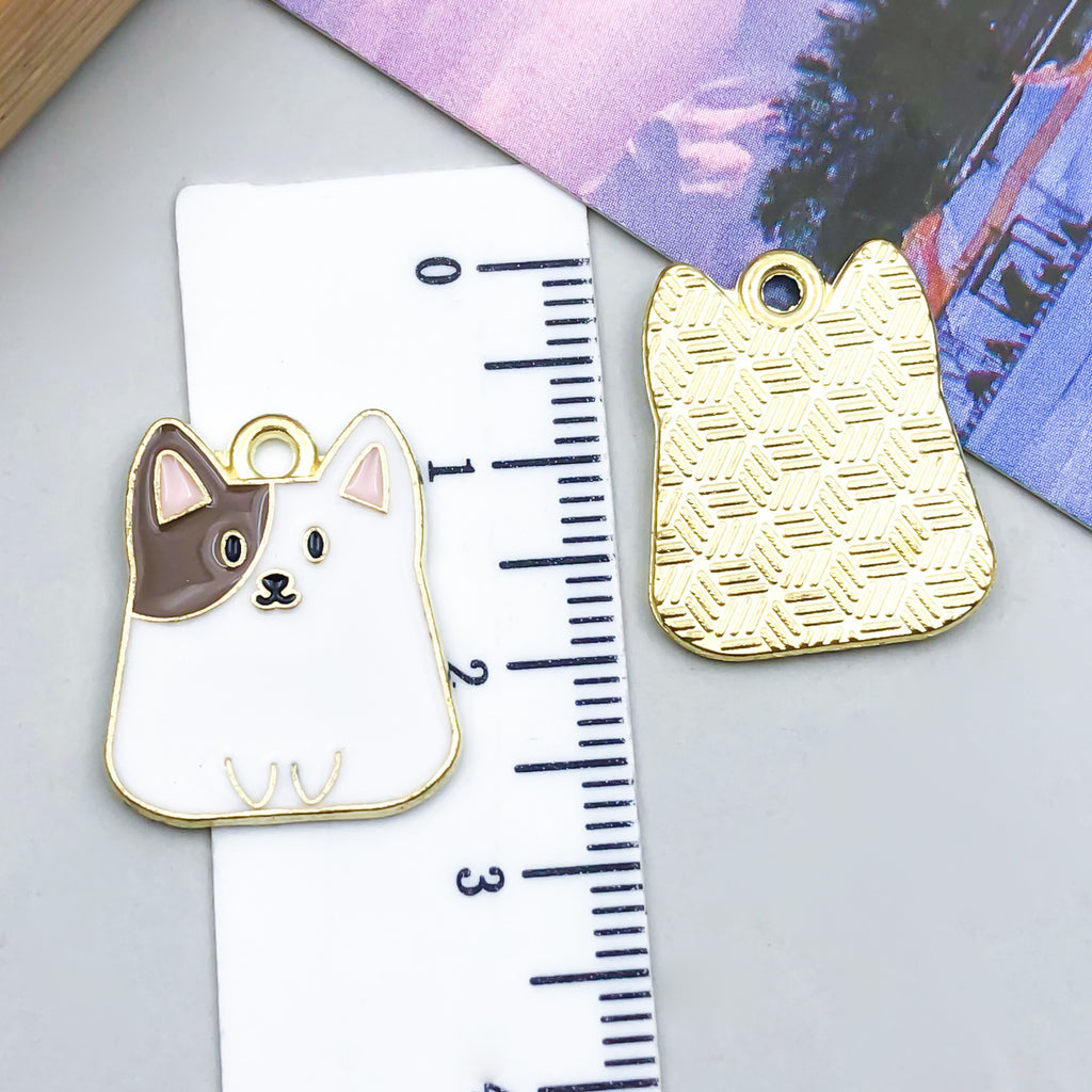 Zinc Alloy Enamel Cartoon Dog Charm Pendant for DIY Keychain Necklace Bracelet