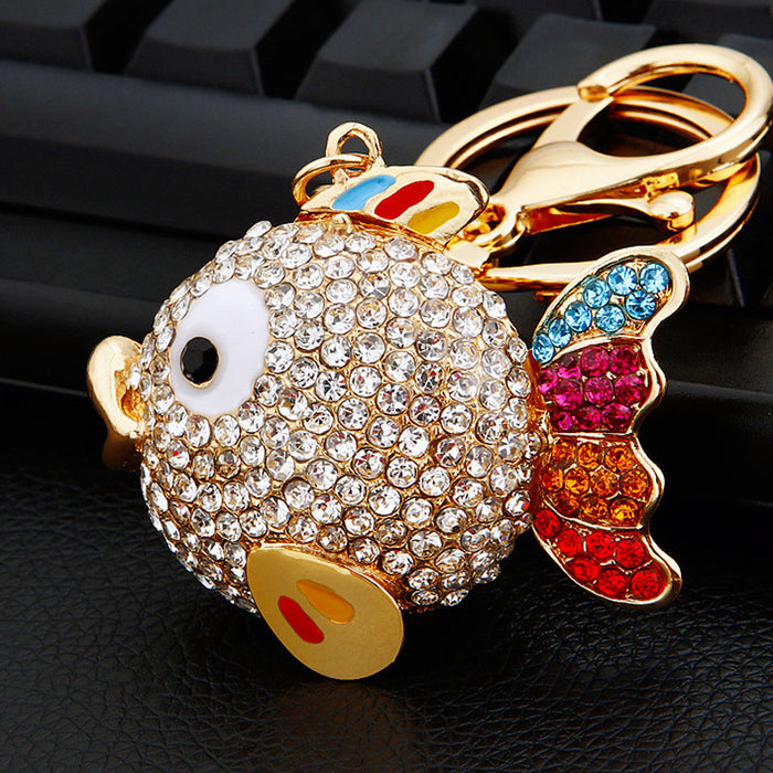 Multicolor Round Fish Keychains with Plain and Red Fortune Loop Options