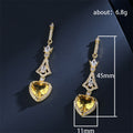 Yellow Heart Stone Long Drop Earrings Metal Jewelry Design view 5