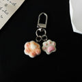 Flocked Cat Paw Dual Charm Keychain Five Color Options view 6
