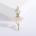 Ballerina Brooch With A Slender Dancer Figure, Crystal Bodice, And Translucent Petal Skirt view 8
