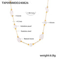 Gold Pearl Natural Stone Station Necklace Bracelet Set view 6