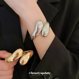 Three Mixed Sculptural Open Cuff Bracelets In Gold Or Silver Tone